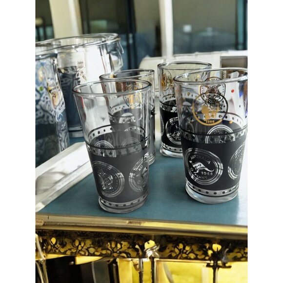 Vintage MCM Libbey Coin Design Highball Glass Set Of 4 - Picture 4 of 12